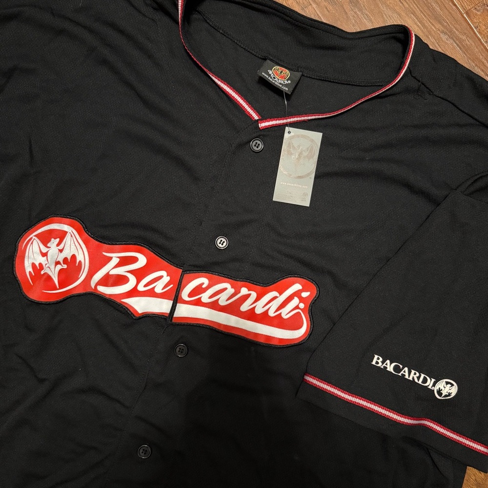 💖 Bacardi Black Embroidered Logo‎ Promotional Baseball Jersey